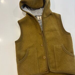 Wool and windproof kids SISKIN Olive Hooded Vest